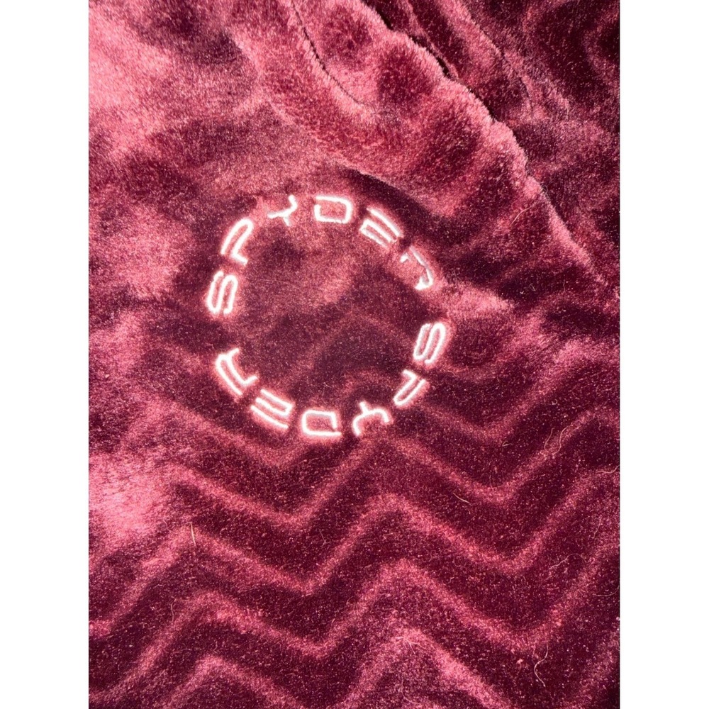 Spyder Womens M Burgundy Fleece Robe Chevron Plush Soft Long Sleeve Belted - Picture 6 of 8